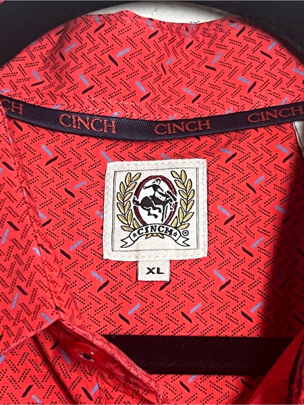 Cinch Shirt Mens Size XL Red Print Button Up Short Sleeve Cowboy Western Rodeo - Picture 3 of 10